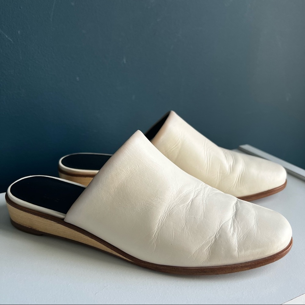 TIBI Brazilian Cream Leather Mules in Size 36
